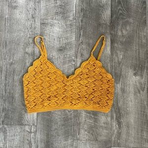 Yellow crochet extra cropped tank top